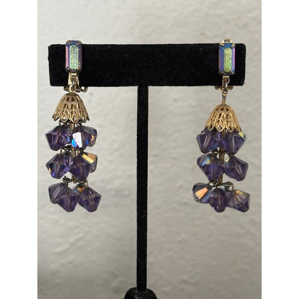 Vintage Purple Aurora Borealis Chandelier Earrings